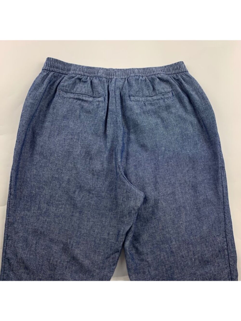 Old Navy Blue Chambray Linen Blend High Rise Slim Leg Ankle Pant L - Picture 8 of 8